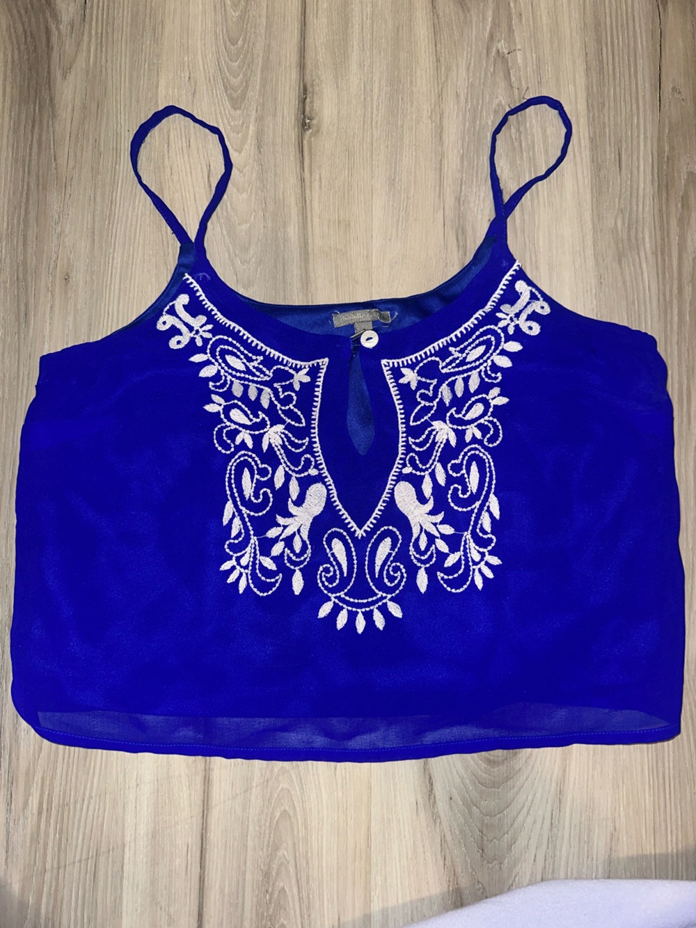 Embroidered Royal Blue Women's Sleeveless Top